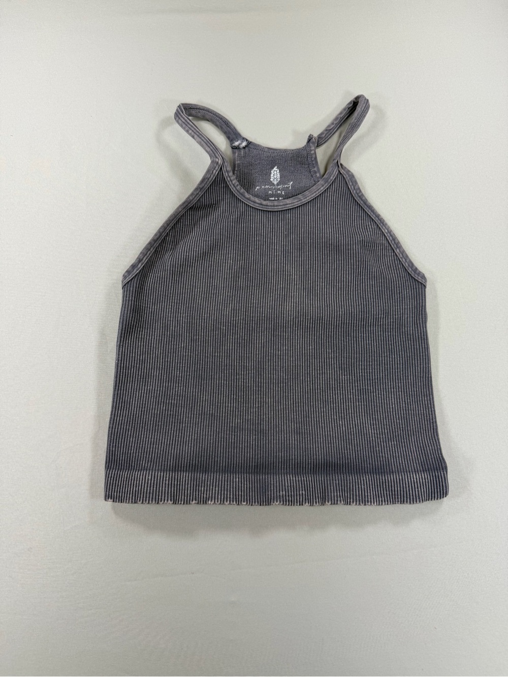 Free People Movement Ribbed Racerback Tank Gray M/L Athletic Yoga Activewear